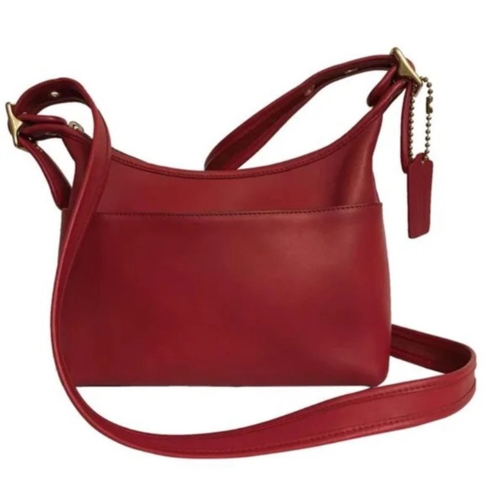❤️ Vintage Coach Small Pocket Zip Red Leather Crossbody shoulder Bag Y2K